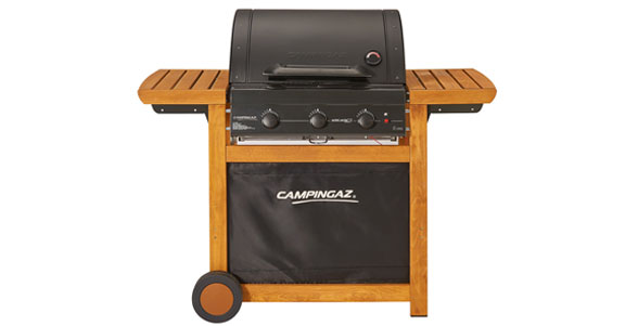 Campingaz Adelaide 3 Woody L 80 x 41 x 42 cm Gas BBQ with 3 Burner Barbecue Wooden Side Tables and Thermometer