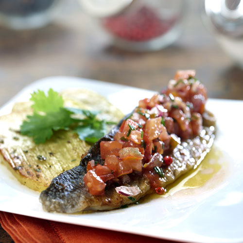 Grilled bass in sauce vierge