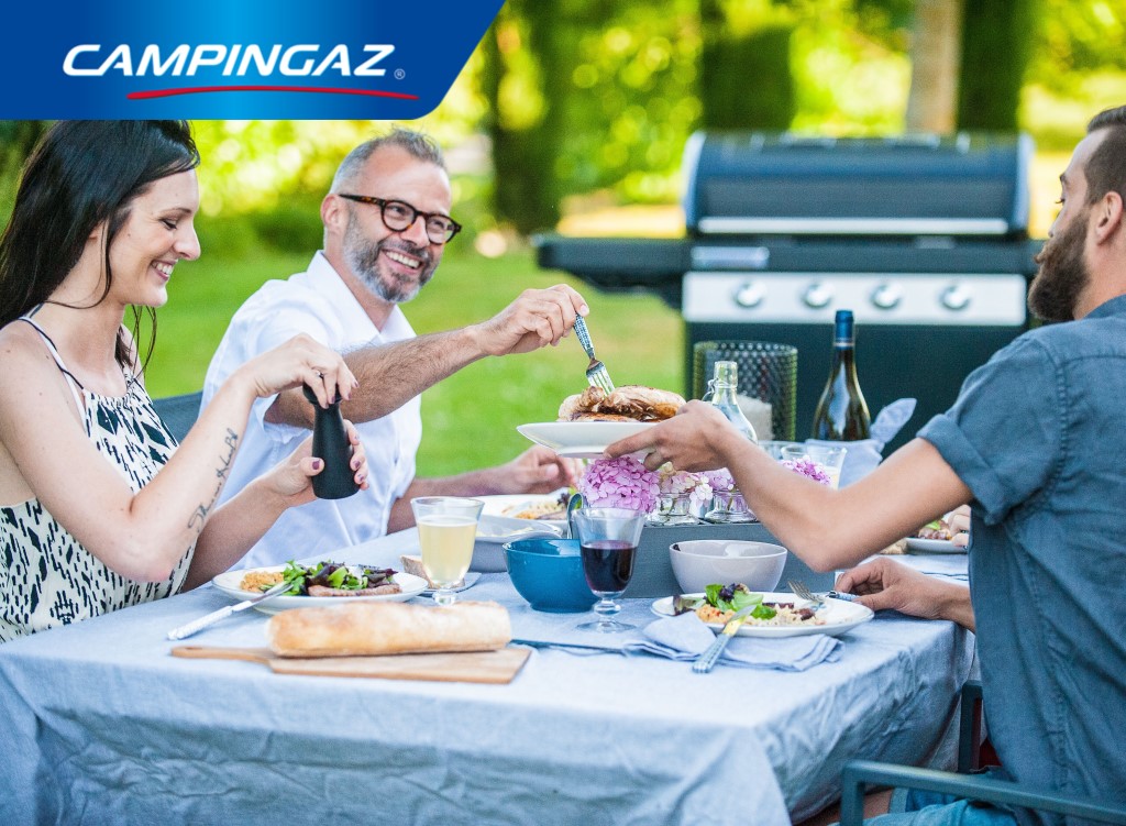 Campingaz BASE CAMP con tapa - Fogón de gas con 2 quemadores – Camping Sport