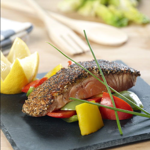 Sesame crusted salmon steak